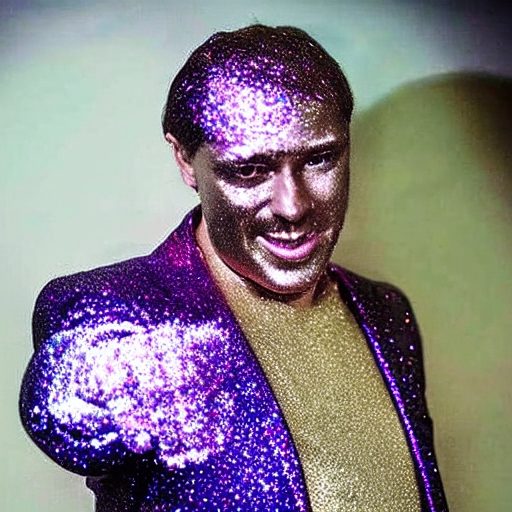 David, veste à paillettes violettes